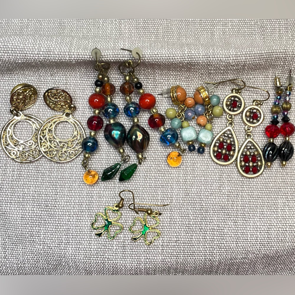 Colorful Fashion Jewelry Hook Earrings Six Pairs Lot